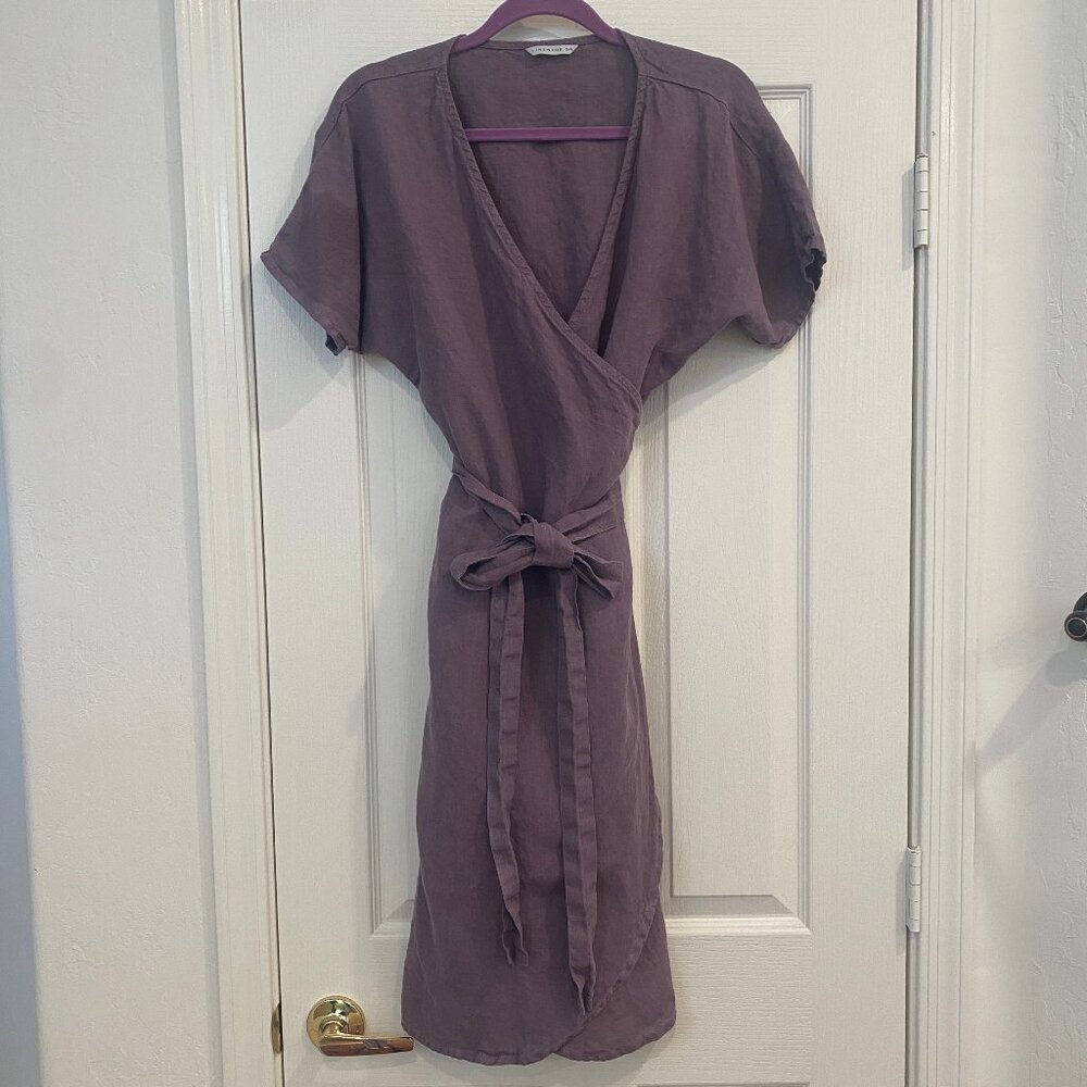 Linenfox Mauve Wrap Midi Dress
